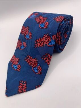 Magic Kingdom Disney Blue Tie with Red Logo Print Rare collection collectible